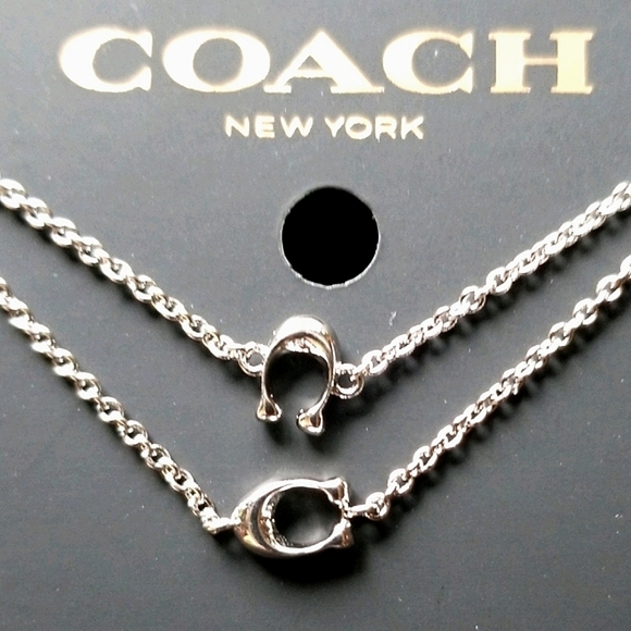 NWT Authentic COACH Signature Long Silvertone Necklace - Picture 2 of 12